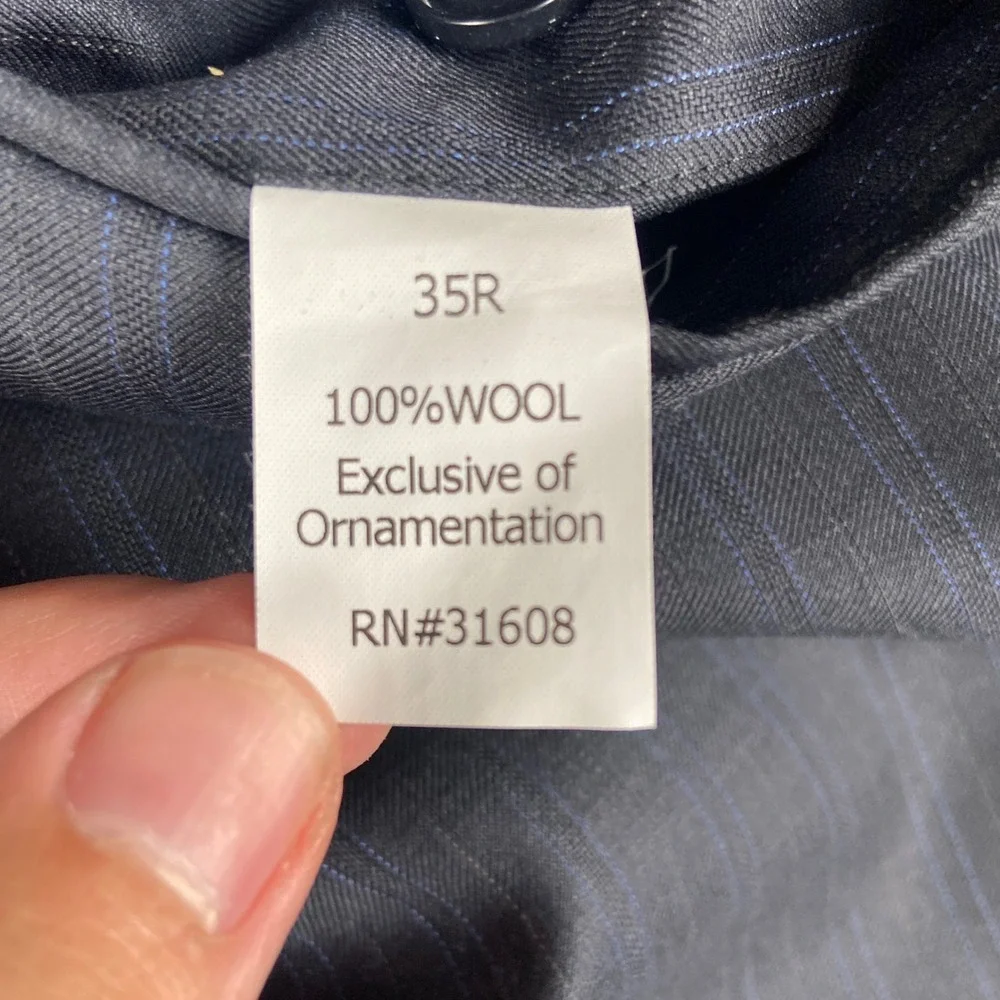 Jos A Bank 2 Piece Suit Men 41R Blazer 35x31 Pant Charcoal Pinstripe Wool Joseph